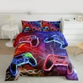 thumbnail image 2 of Gaming Comforter Set - Gamer Comforter Twin Bedding Sets , Red Blue Lightning Design Gamer Room Decor, 2 of 7