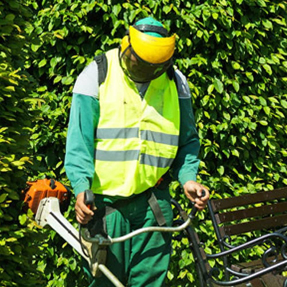 Adjustable Safety Helmet with Full Face Mesh Visor for Brush Cutter, Forestry, Gardening Protection