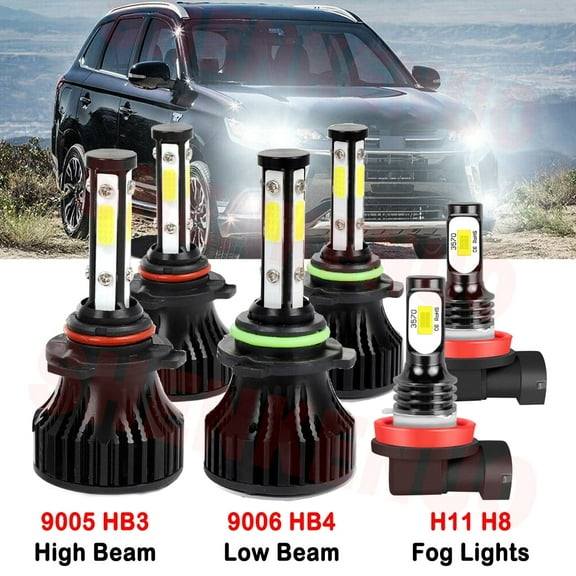 9006 9005 High&Low Beam for Mitsubishi Lancer 2008-2013 2014 2015 2016 2017 LED Headlights H11 Fog Lights 6pcs