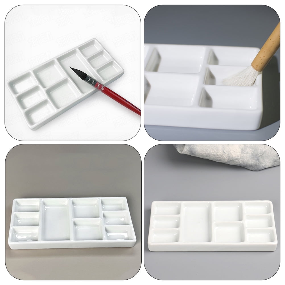 Pyramidti Ceramic Palette Paint Trays Watercolor Palette Pallets Painted Painting Pallet Ceramics White 18.00X8.80X1.50CM