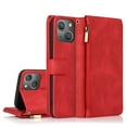 thumbnail image 1 of SaniMore iPhone 14 Case (6.1" 2022) with Zipper Wallet & Wrist Strap & Magnetic Closure Card Slots Kickstand Shockproof Anti-drop Slim Full-around Protective Business Cover For iPhone 14, Red, 1 of 7