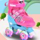 thumbnail image 4 of Yuarrent Juego de 2 patines para niñas de 8 a 12 años, seguros y cómodos, con ruedas de PU. Ropa Deportiva, Zapatos rosa Estilo brillo, 4 of 6