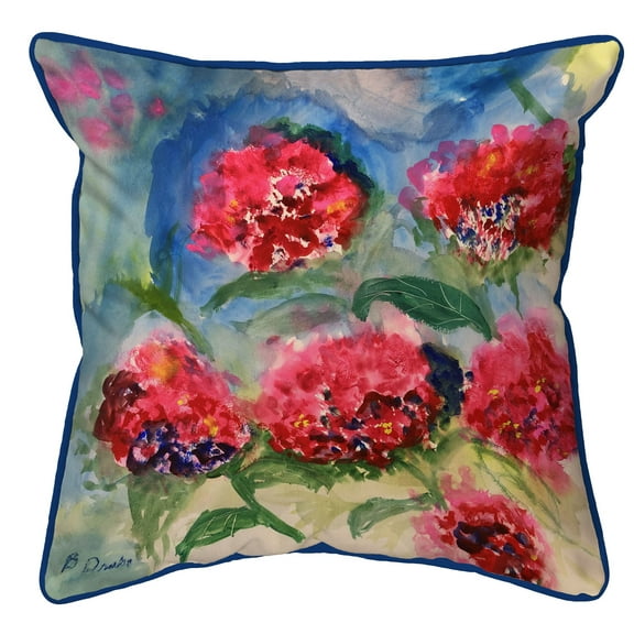 Betsy Drake Red Geraniums Extra Large Zippered Indoor/Outdoor Pillow 22x22