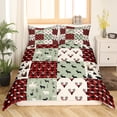 thumbnail image 2 of Farmhouse Decor,Rustic Deer Antler Comforter Cover Full,Black Bear Duvet Cover for Teens Adult,Woodland Wildlife Moose Bedding Set Checkered Buffalo Plaid Decor Patchwork Quilt Cover,Red Green, 2 of 5