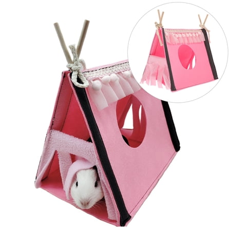 NICEXMAS Small Pet Sleeping Bed Pink Guinea Pig Hideout Warm Cozy Hut