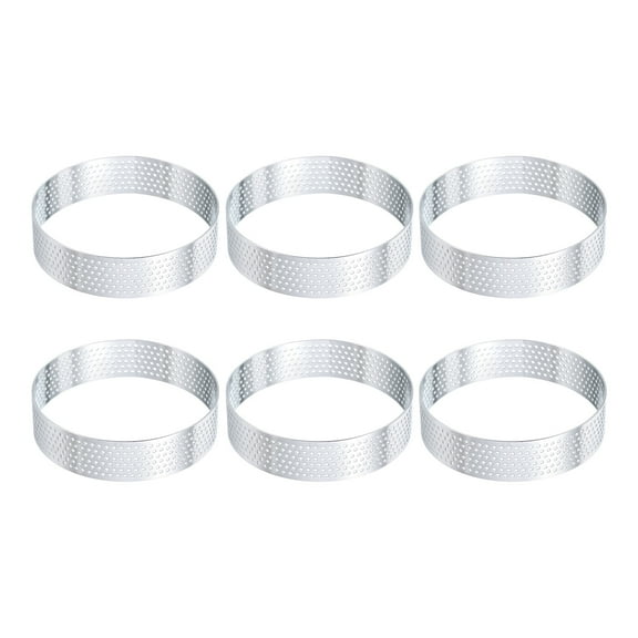 Uxcell 6Pcs Stainless Steel Cake Rings 3.5" Round Perforated Metal Circle Baking Dessert Mousse Cake Ring Non Stick