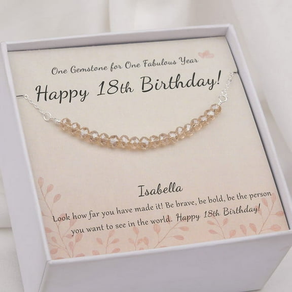 Anavia 18th Birthday Gifts for Girls, 925 Sterling Silver Necklace, 18 Beads for 18 Year Old Girl -[Add a Name]