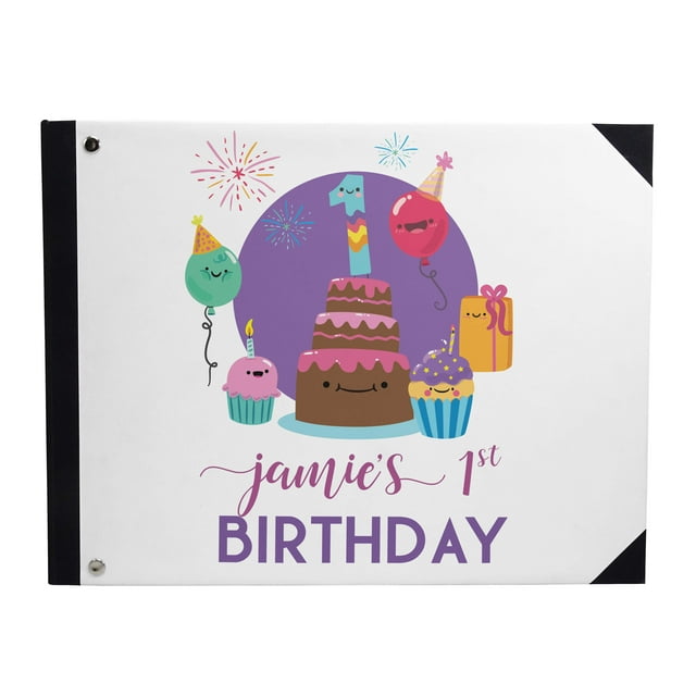 Darling Souvenir White celebration objects Hardbound Cover Personalized Printed Birthday PartyGuestbookScrapbook-9 x 12 Inches
