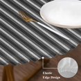 thumbnail image 5 of Geometric Grey, Fitted Tablecloth with Elastic Edged, Round Table Cloth for Dining Table, Abstract Contemporary Minimalist Line Waterproof Oil Proof Table Cover for Indoor Outdoor 55"-60", 5 of 9