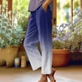 thumbnail image 2 of Boho Pants Tie-dye Pants Country Style Tropical Pants High Waist Work Business Pants Lightweight Pants Summer Straight Wide Leg Loose Fit Trousers with pockets Blue,S, 2 of 5