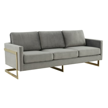 Modern Velvet Sofa - Mid-Century Style with Gold Legs - Comfortable Living Room Couch