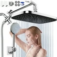 thumbnail image 1 of GPED Cabezal de Regadera de Lluvia de Alta Presión de 12”, Cabezal de Regadera de Lluvia Ancho con Brazo de Extensión Ajustable, Cabezal de Regadera de Mano con 5 Rociadores de Agua, Cabezal de Regad, 1 of 8