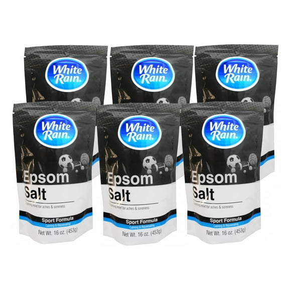 6 Pack - White Rain Epsom Salt Sport Formula, Soothing Relief for Aches & Soreness, Calming & Rejuvenating, 1 Pound
