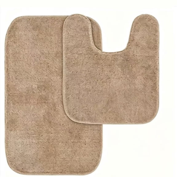 ASTRALER Muddy Rug,Non-Slip Absorbent Traditional Washable Bath Rug Set, (16"x24" Bath Rug, 16"x18"Contour Rug))Camel