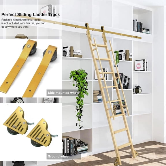 Library Ladder Hardware Retractable Sliding Library Ladder Hardware Rolling Kit Safe Library Ladder Rail Bracket Set Ladder Step Hardware For Loft efficiently