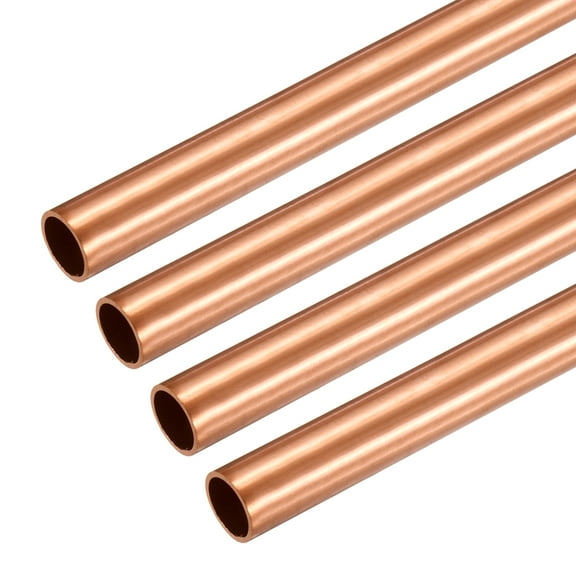Uxcell Copper Round Tube, 12mm OD x 0.5mm Wall Thickness x 100mm(4") Length Pure Copper Tube Seamless Metal Straight Pipe Tubing for DIY Crafts Industry Construction(Pack of 4)