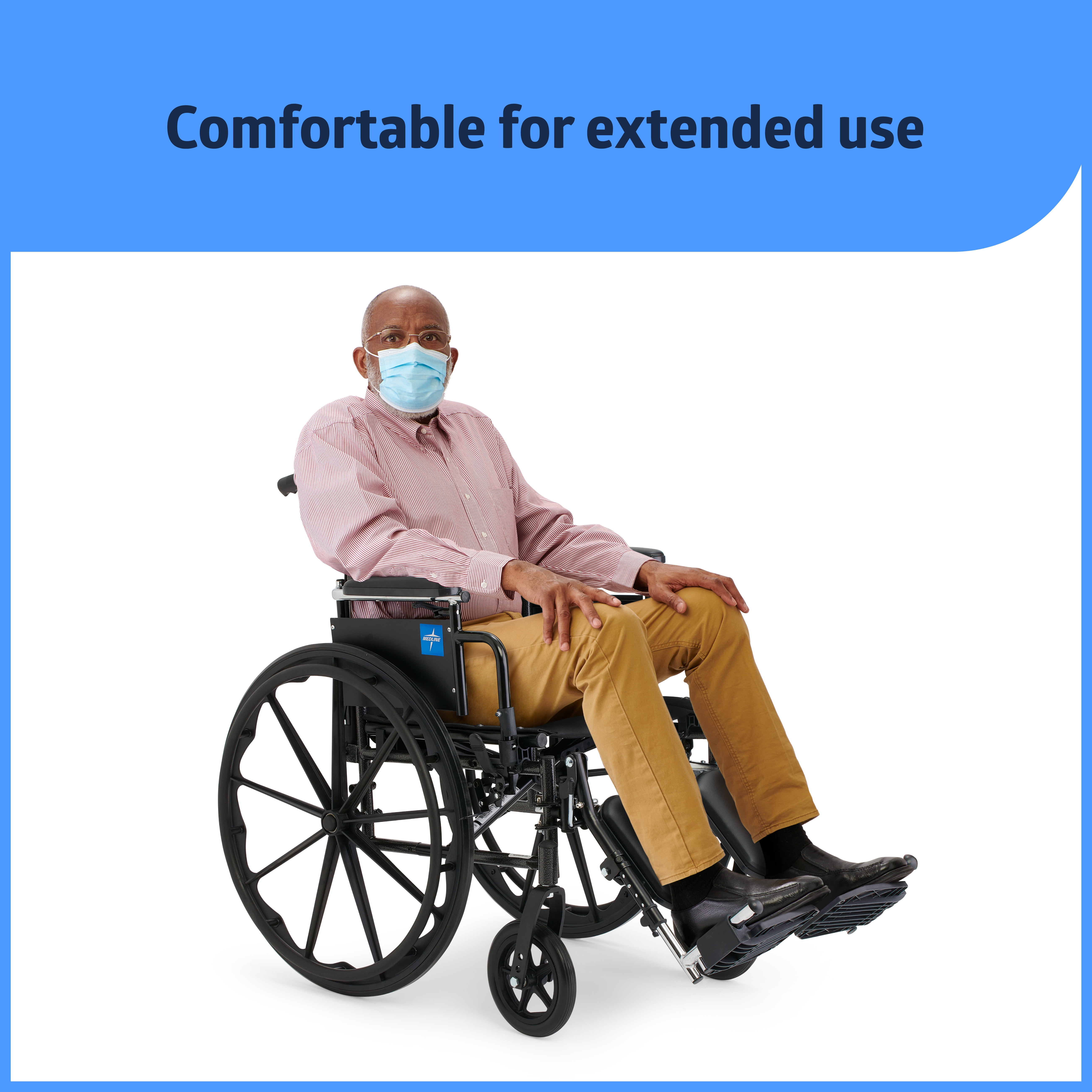 Medline K3 Adjustable Manual Wheelchair, Height-Adjustable Arms, Elevating Leg Rests, 18" Seat