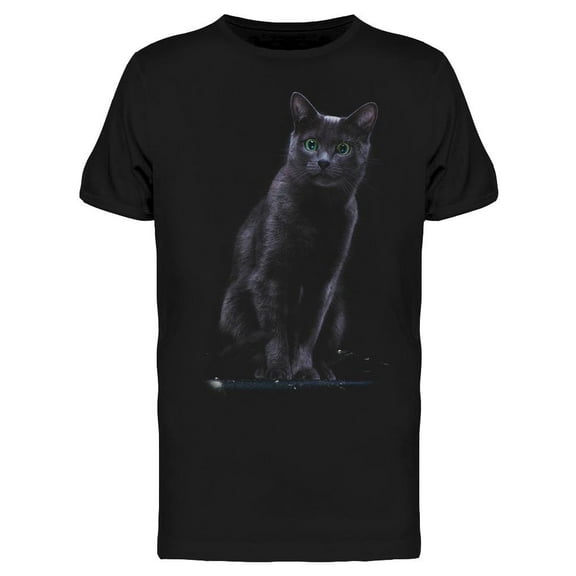 Cryptic Russian Blue Cat T-Shirt Men -Image by Shutterstock, Male 3X-Large