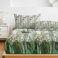 thumbnail image 6 of Twin Sze Fitted Sheet Set - Dark Green Grass 2 Piece Bedding Sets 16" Deep Pocket Fitted Sheet with 1 Pillowcase, Flower Dragonfly Retro Pastoral Rustic Brushed Microfiber Hotel Luxury Bed Sheets, 6 of 9