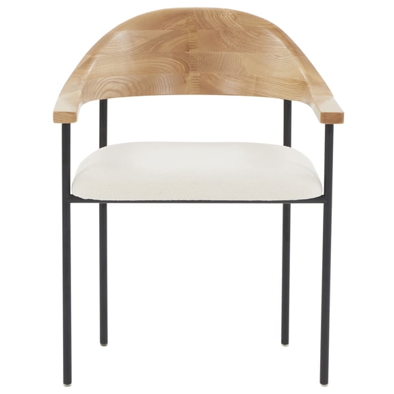 SAFAVIEH Couture Denver Contemporay Boucle Solid Dining Armchair, Ivory/Black