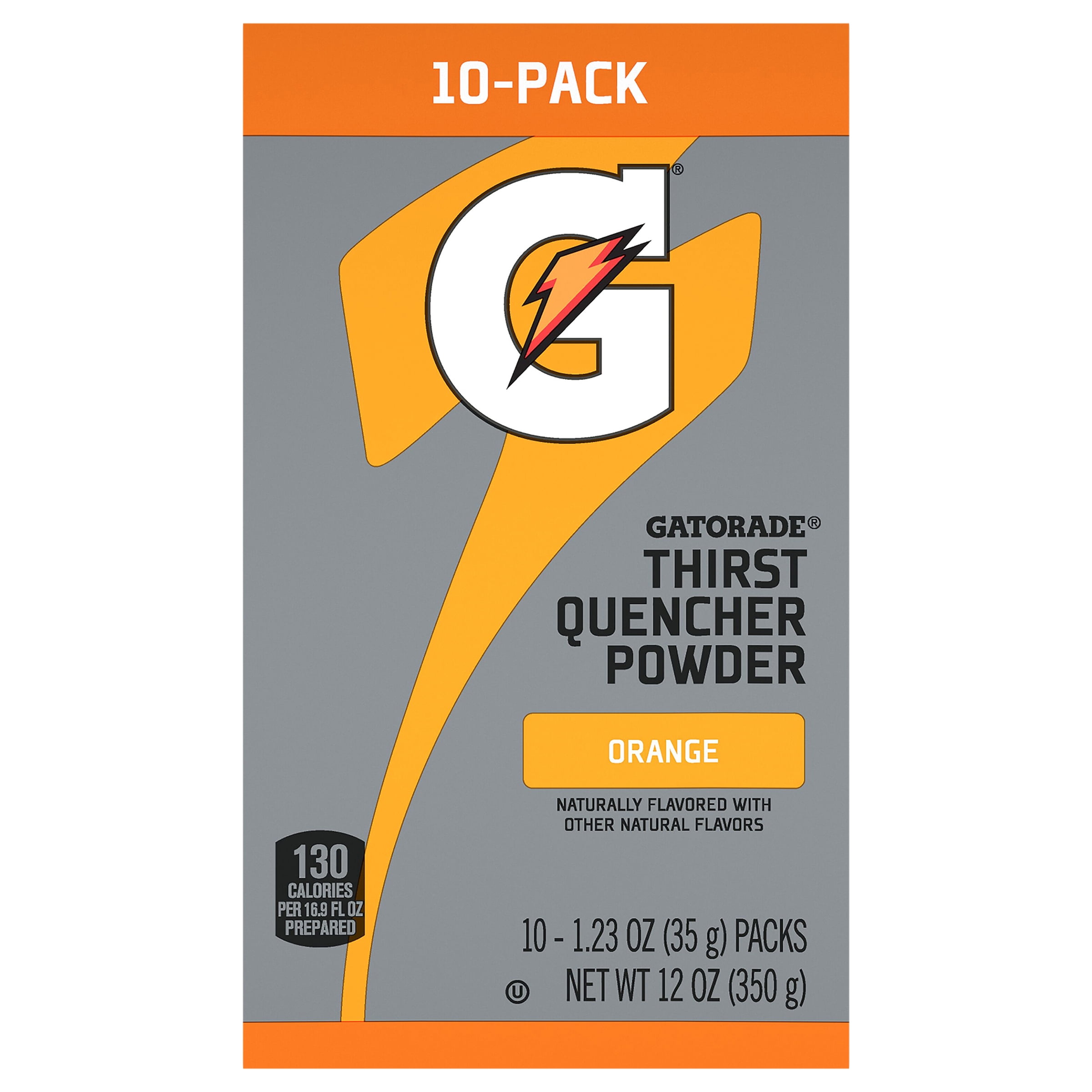 Gatorade Thirst Quencher Orange Sports Drink Mix Powder, 1.23oz, 10 Count Packets