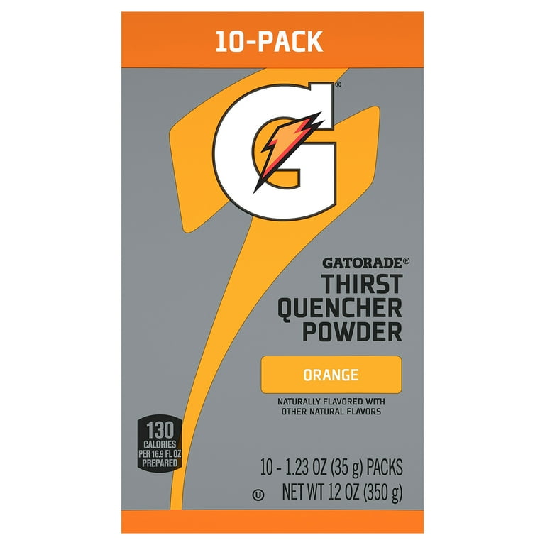 Gatorade Thirst Quencher Powder Orange Naturally Flavored 12 Oz 10 Pack