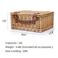 Wicker Picnic Basket Set for 2 Persons Large Willow Hamper with Insulated Cooler Compartment and