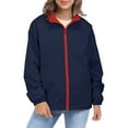 thumbnail image 1 of Breezora Womens Color Block Wind Resistant Lightweight Jacket Water Repellent Utility Anorak Jacket L Size Dark Blue, 1 of 9