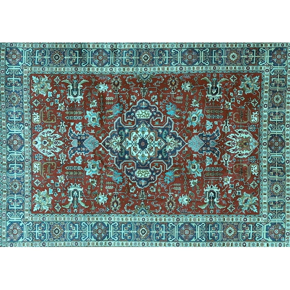 Ahgly Company Indoor Rectangle Persian Light Blue Traditional Area Rugs, 2' x 5'