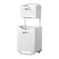 thumbnail image 3 of Organizador Estante Multifuncional 2 Compartimentos Durable, Alta Capacidad Portátil con Ruedas Estante de Almacenamiento de Ropa para Baño Sala de Dorado, 3 of 8