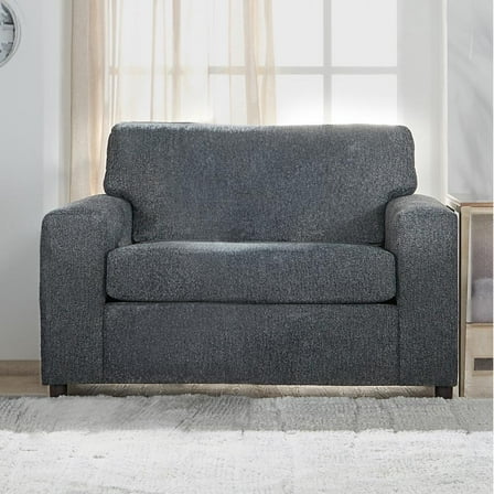New Classic Furniture Kylo Polyester Fabric Cuddle Chair in Ash Gray