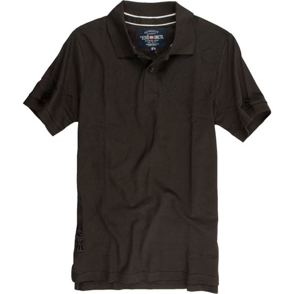 Ecko Unltd. Polo de rugby con rinoceronte bordado en la sisa para hombre, marrón, pequeño