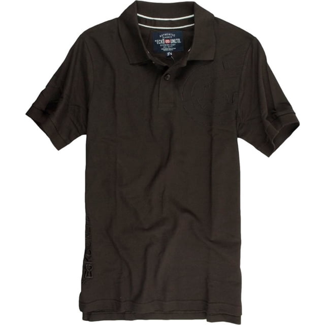 Ecko Unltd. Polo de rugby con rinoceronte bordado en la sisa para hombre, marrón, extra pequeño