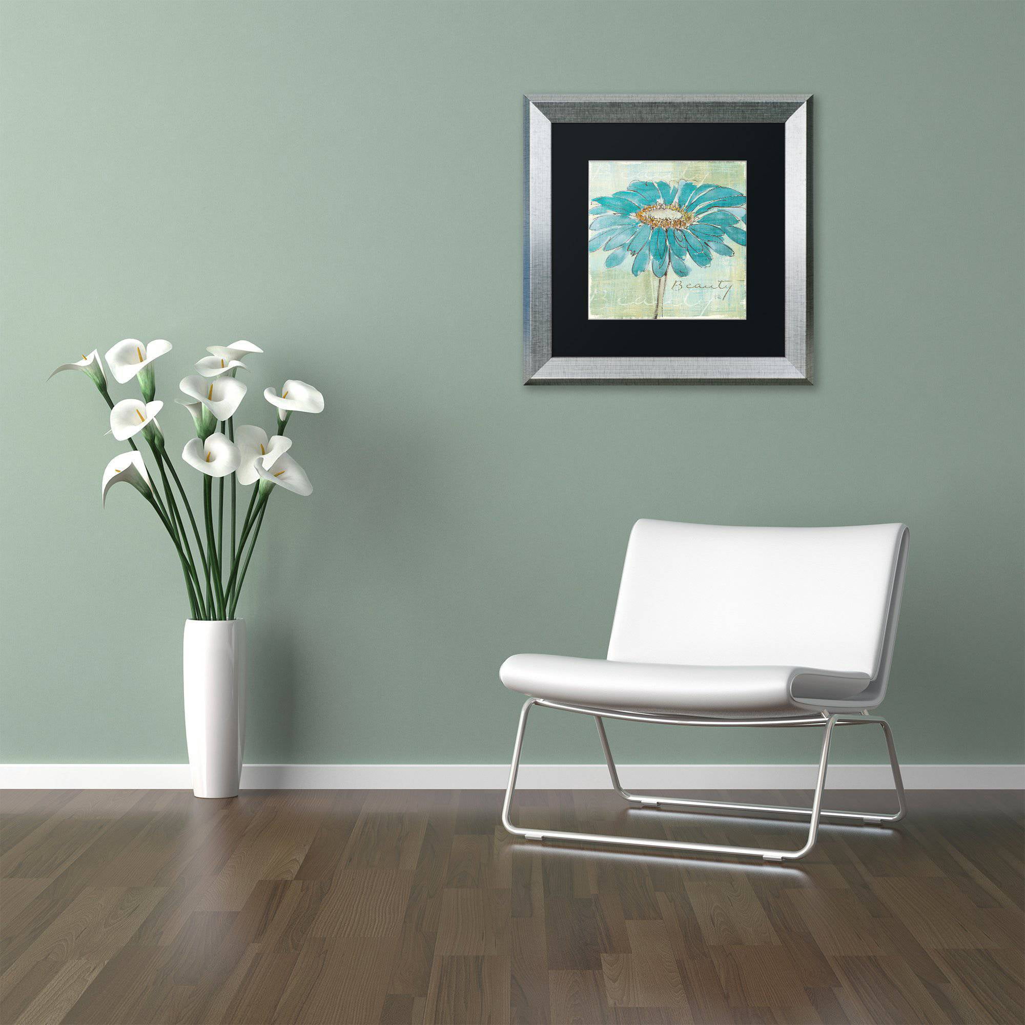Trademark Fine Art "Spa Daisies I" Canvas Art by Chris Paschke Black Matte, Silver Frame