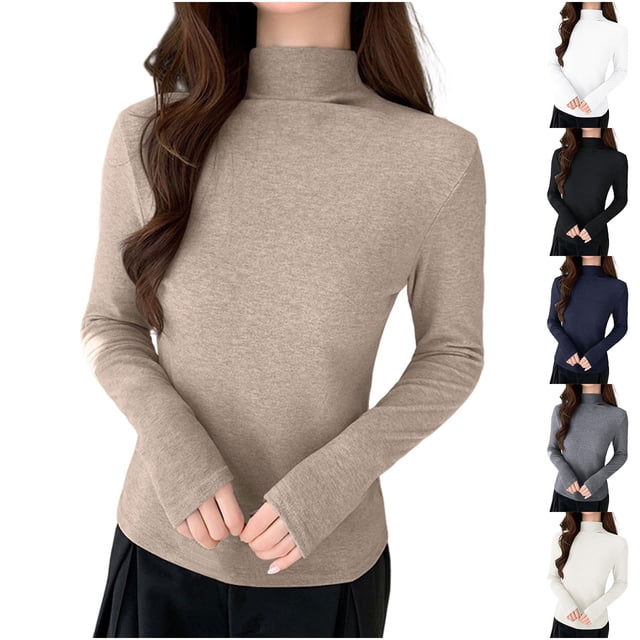 Chandail à Col Roulé Confortable pour Femmes, Tricot Décontracté Ultra-Doux, Mélange de Polyester Extensible, Manches Longues Coupe Décontractée, Conçu pour des Journées Confortables à la Maison Ou au Travail