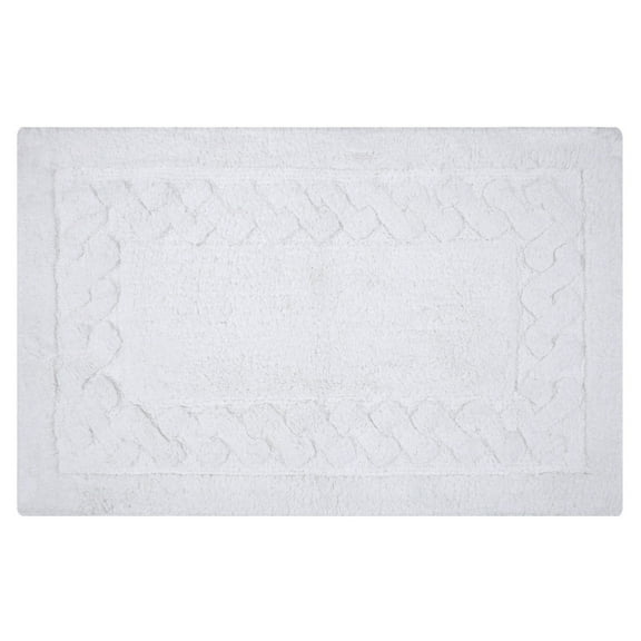 Knightsbridge Chain Bath Rug Cotton Non Skid Back - 17x24", White