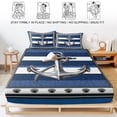thumbnail image 5 of Cal.King Size Fitted Sheet Set - Navy Blue Anchor 3 Piece Bedding Sets 16" Deep Pocket Fitted Sheet with 2 Pillowcases, Nautical Summer Beach Coastal Ocean Brushed Microfiber Hotel Luxury Bed Sheets, 5 of 9