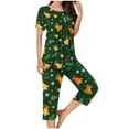 thumbnail image 4 of Fznquz Women Loungewear Set 2 Piece Christmas Soft Pj Top and Pants Short Sleeve Pjama Set Womens, 4 of 6