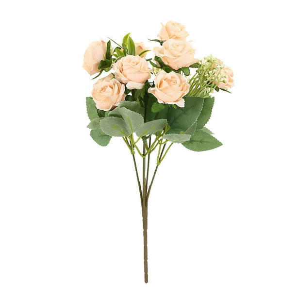 Flores simuladas, ramos de rosas, flores de seda, decoración del hogar, jarrones, arreglos florales, adornos, flores falsas, flores de boda.