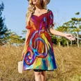 thumbnail image 4 of Vestido sin mangas Siente la música Vestido morado Vestidos de novia elegantes para mujer Vestido suelto para mujer Traje de verano para mujer, 4 of 7