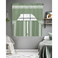 thumbnail image 5 of Dark Sage Green Kitchen Curtain and Valance Set 3 Pieces,Rod Pocket Short Tier Curtains 24 Inch Length,Farmhouse Sage Green White Striped Swag Topper Small Window Treatment for Cafe Bathroom Bedroom, 5 of 6