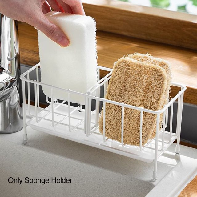 Soporte para esponja sin taladrar, soporte para esponja de cocina, organizador de fregadero de cocina para el hogar (blanco) ZefeiWu 8390614045385