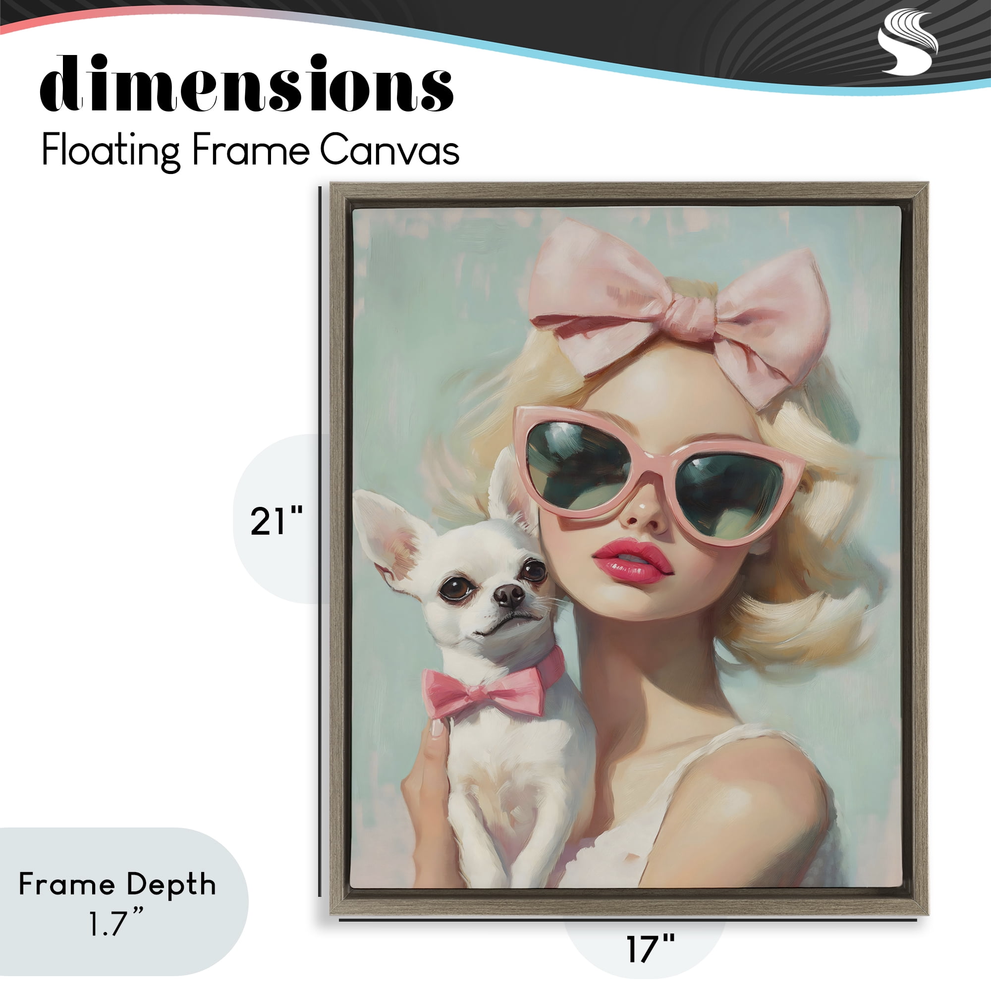 Stupell Industries Girl with Chihuahua Brown Framed Floater Canvas Wall Art, design by The Prints Vibe