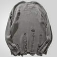 thumbnail image 4 of UVEASISHA Vintage Streetwear Ripped Sweaters Men Oversized Crewneck Casual Knit Pullover Comfy Loose Drop Shoulder Knitted Jumper Tops 2025 Fall Clothes Sales Today Clearance Gray 2XL, 4 of 7