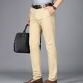 thumbnail image 4 of JSGEK Men's Chino Performance Pants Workwear Suit Pants Fashion Derssy Pants for Men Stretch Straight Leg Pants Trendy Male Casual Business Solid Color Regular Fit Comfort Trousers Khaki XXXXL, 4 of 5
