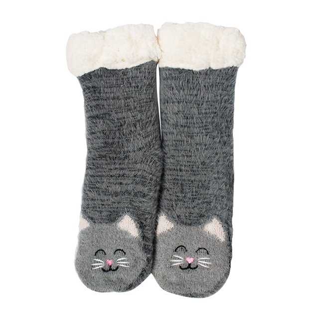 1 par de calcetines de dibujos animados para el suelo, cálidos y antideslizantes para invierno, para mujer.