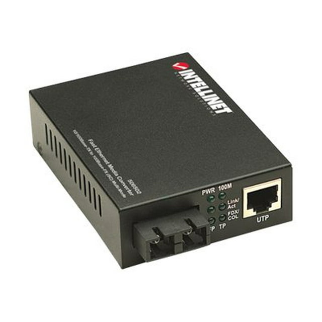 Intellinet Fast Ethernet Media Converter, 10/100Base-Tx to 100Base-Fx (SC) Multi-Mode, 2 km (1.24 mi) 100Base-FX, 100Base-TX SC Multi-Mode Média - Convertisseur Fibre - 100Mb LAN - 10Base-T, - RJ-45 / - jusqu'à 1.2 miles - 1310 nm