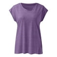 thumbnail image 4 of YEJIMAN Purple Plus Size Tunic Tops For Women, Polyester,Spandex,cotton Cotton Tshirts For Women, Women Cap Sleeve Summer Casual Tops V Neck Solid Color Casual Shirts Loose Fit Blouse, 4 of 8
