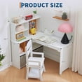 thumbnail image 3 of Kids Desk and Chair Set – L-Shaped Kids Study Table with Bulletin Board, Shelves, Storage Cabinets, and Cloth Drawers, 3 of 7