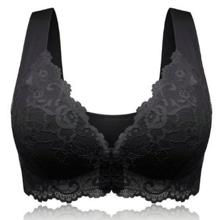 

DENGDENG Womens Underwire Full Coverage Bra Plus Size Wireless Push Up Shaping Front Closure Bra Comfort Sexy Lace Bras